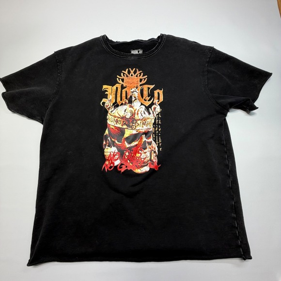 Black Skull Crown Graphic T-Shirt Distressed Gothic Medium? Streetwear Tee - Picture 2 of 6